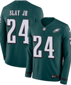 Nike Philadelphia Eagles #24 Darius Slay Jr Green Team Color Stitched NFL Limited Therma Long Sleeve Jersey