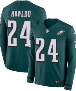 Nike Philadelphia Eagles #24 Jordan Howard Midnight Green Team Color Stitched NFL Limited Therma Long Sleeve Jersey