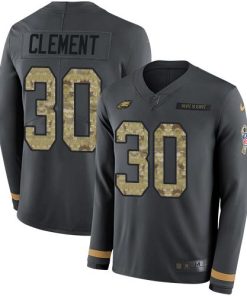 Nike Philadelphia Eagles #30 Corey Clement Anthracite Salute to Service Youth Stitched NFL Limited Therma Long Sleeve Jersey Youth