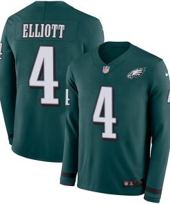 Nike Philadelphia Eagles #4 Jake Elliott Midnight Green Team Color Stitched NFL Limited Therma Long Sleeve Jersey