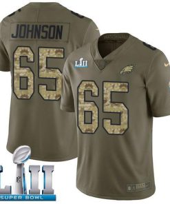 Nike Philadelphia Eagles #65 Lane Johnson Olive/Camo Super Bowl LII Stitched NFL Limited 2017 Salute To Service Jersey