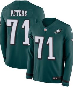 Nike Philadelphia Eagles #71 Jason Peters Midnight Green Team Color Stitched NFL Limited Therma Long Sleeve Jersey