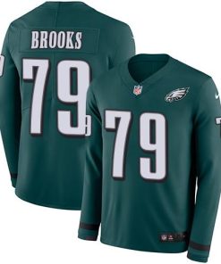 Nike Philadelphia Eagles #79 Brandon Brooks Midnight Green Team Color Stitched NFL Limited Therma Long Sleeve Jersey