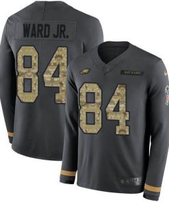 Nike Philadelphia Eagles #84 Greg Ward Jr. Anthracite Salute to Service Stitched NFL Limited Therma Long Sleeve Jersey