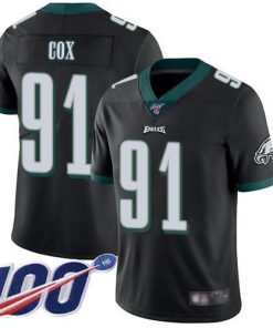 Nike Philadelphia Eagles #91 Fletcher Cox Black Alternate Stitched NFL 100th Season Vapor Limited Jersey