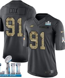 Nike Philadelphia Eagles #91 Fletcher Cox Black Super Bowl LII Stitched NFL Limited 2016 Salute To Service Jersey