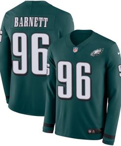 Nike Philadelphia Eagles #96 Derek Barnett Midnight Green Team Color Stitched NFL Limited Therma Long Sleeve Jersey