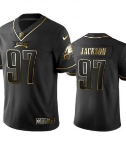 Nike Philadelphia Eagles #97 Malik Jackson Black Golden Limited Edition Stitched NFL Jersey