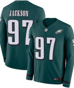 Nike Philadelphia Eagles #97 Malik Jackson Midnight Green Team Color Stitched NFL Limited Therma Long Sleeve Jersey