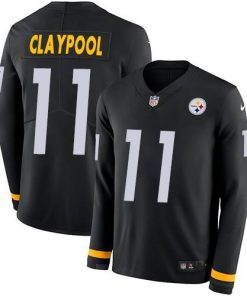 Nike Pittsburgh Steelers #11 Chase Claypool Black Team Color Stitched NFL Limited Therma Long Sleeve Jersey