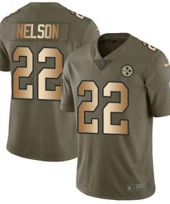 Nike Pittsburgh Steelers #22 Steven Nelson Olive/Gold Stitched NFL Limited 2017 Salute To Service Jersey