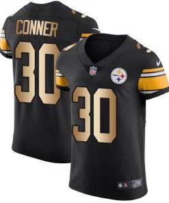 Nike Pittsburgh Steelers #30 James Conner Black Team Color Stitched NFL Elite Gold Jersey