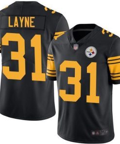 Nike Pittsburgh Steelers #31 Justin Layne Black Stitched NFL Limited Rush Jersey