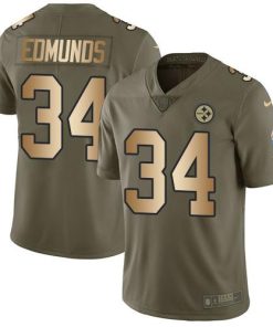 Nike Pittsburgh Steelers #34 Terrell Edmunds Olive/Gold Stitched NFL Limited 2017 Salute To Service Jersey