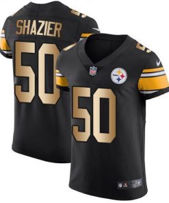 Nike Pittsburgh Steelers #50 Ryan Shazier Black Team Color Stitched NFL Elite Gold Jersey