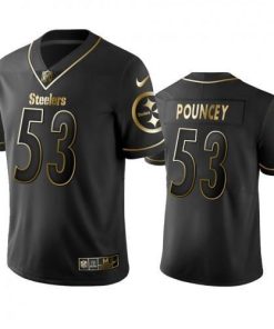 Nike Pittsburgh Steelers #53 Maurkice Pouncey Black Golden Limited Edition Stitched NFL Jersey
