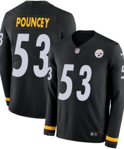 Nike Pittsburgh Steelers #53 Maurkice Pouncey Black Team Color Stitched NFL Limited Therma Long Sleeve Jersey