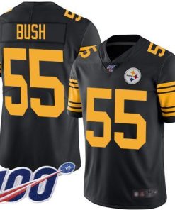 Nike Pittsburgh Steelers #55 Devin Bush Black Stitched NFL Limited Rush 100th Season Jersey