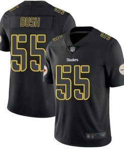 Nike Pittsburgh Steelers #55 Devin Bush Black Stitched NFL Limited Rush Impact Jersey