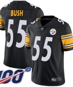 Nike Pittsburgh Steelers #55 Devin Bush Black Team Color Stitched NFL 100th Season Vapor Limited Jersey