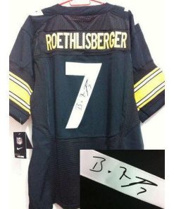 Nike Pittsburgh Steelers #7 Ben Roethlisberger Black Team Color Stitched NFL Elite Autographed Jersey