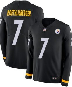 Nike Pittsburgh Steelers #7 Ben Roethlisberger Black Team Color Stitched NFL Limited Therma Long Sleeve Jersey