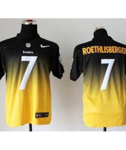 Nike Pittsburgh Steelers #7 Ben Roethlisberger Black/Gold Stitched NFL Elite Fadeaway Fashion Jersey