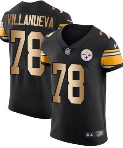 Nike Pittsburgh Steelers #78 Alejandro Villanueva Black Team Color Stitched NFL Elite Gold Jersey