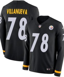 Nike Pittsburgh Steelers #78 Alejandro Villanueva Black Team Color Stitched NFL Limited Therma Long Sleeve Jersey