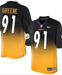 Nike Pittsburgh Steelers #91 Kevin Greene Black/Gold Stitched NFL Elite Fadeaway Fashion Jersey