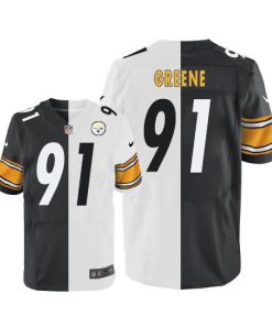 Nike Pittsburgh Steelers #91 Kevin Greene White/Black Stitched NFL Elite Split Jersey