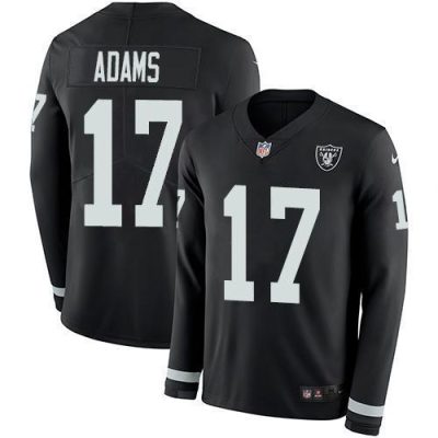 Nike Raiders #17 Davante Adams Black Team Color Stitched NFL Limited Therma Long Sleeve Jersey