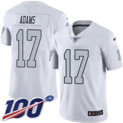 Nike Raiders #17 Davante Adams White Stitched NFL Limited Rush 100th Season Jersey