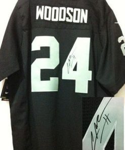 Nike Raiders #24 Charles Woodson Black Team Color Stitched NFL Elite Autographed Jersey