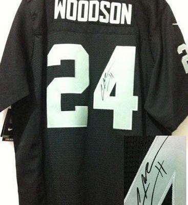 Nike Raiders #24 Charles Woodson Black Team Color Stitched NFL Elite Autographed Jersey