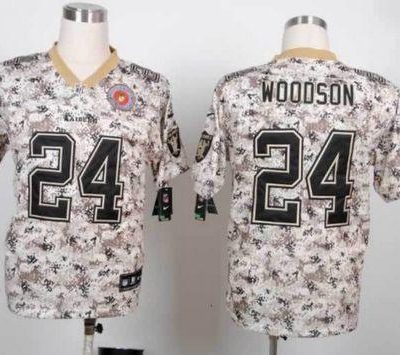 Nike Raiders #24 Charles Woodson Camo Stitched NFL Elite USMC Jersey