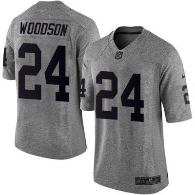 Nike Raiders #24 Charles Woodson Gray Stitched NFL Limited Gridiron Gray Jersey