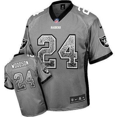 Nike Raiders #24 Charles Woodson Grey Stitched NFL Elite Drift Fashion Jersey