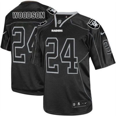 Nike Raiders #24 Charles Woodson Lights Out Black Stitched NFL Elite Jersey