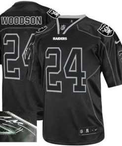 Nike Raiders #24 Charles Woodson Lights Out Black Stitched NFL Elite Autographed Jersey