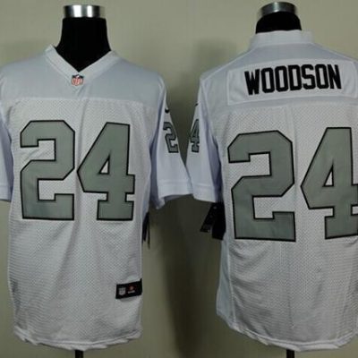 Nike Raiders #24 Charles Woodson White Silver No. Stitched NFL Elite Jersey