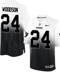 Nike Raiders #24 Charles Woodson White/Black Stitched NFL Elite Fadeaway Fashion Jersey