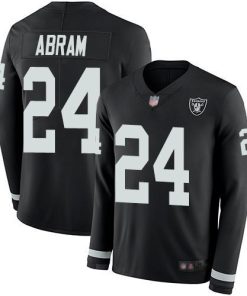 Nike Raiders #24 Johnathan Abram Black Team Color Stitched NFL Limited Therma Long Sleeve Jersey
