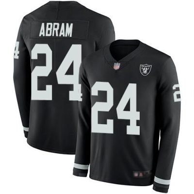 Nike Raiders #24 Johnathan Abram Black Team Color Stitched NFL Limited Therma Long Sleeve Jersey