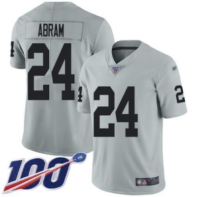 Nike Raiders #24 Johnathan Abram Silver Stitched NFL Limited Inverted Legend 100th Season Jersey