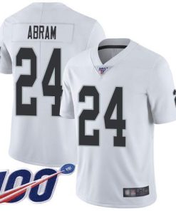 Nike Raiders #24 Johnathan Abram White Stitched NFL 100th Season Vapor Limited Jersey