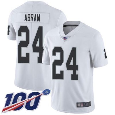 Nike Raiders #24 Johnathan Abram White Stitched NFL 100th Season Vapor Limited Jersey