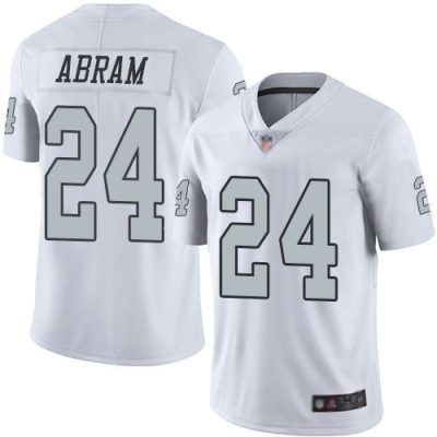Nike Raiders #24 Johnathan Abram White Stitched NFL Limited Rush Jersey