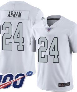 Nike Raiders #24 Johnathan Abram White Stitched NFL Limited Rush 100th Season Jersey