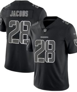Nike Raiders #28 Josh Jacobs Black Stitched NFL Limited Rush Impact Jersey